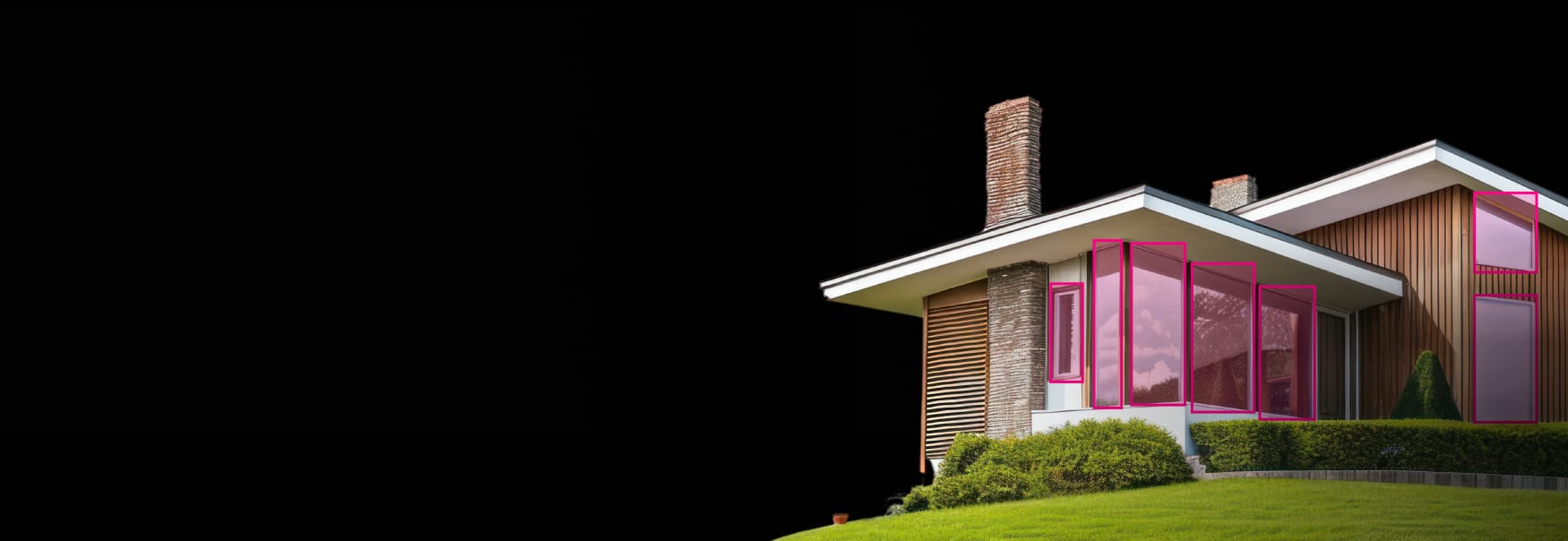 Bright MLS case study header with windows of a modern house annotated with bounding boxes