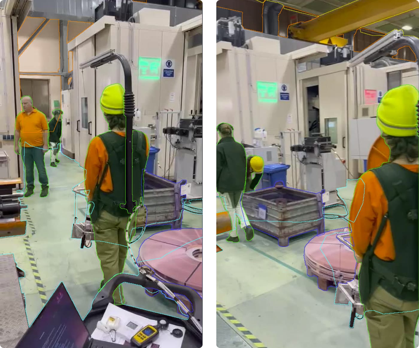 Bitmap segmentation of infrastructure, machinery and workers in an industrial facility annotated for Deep Safety